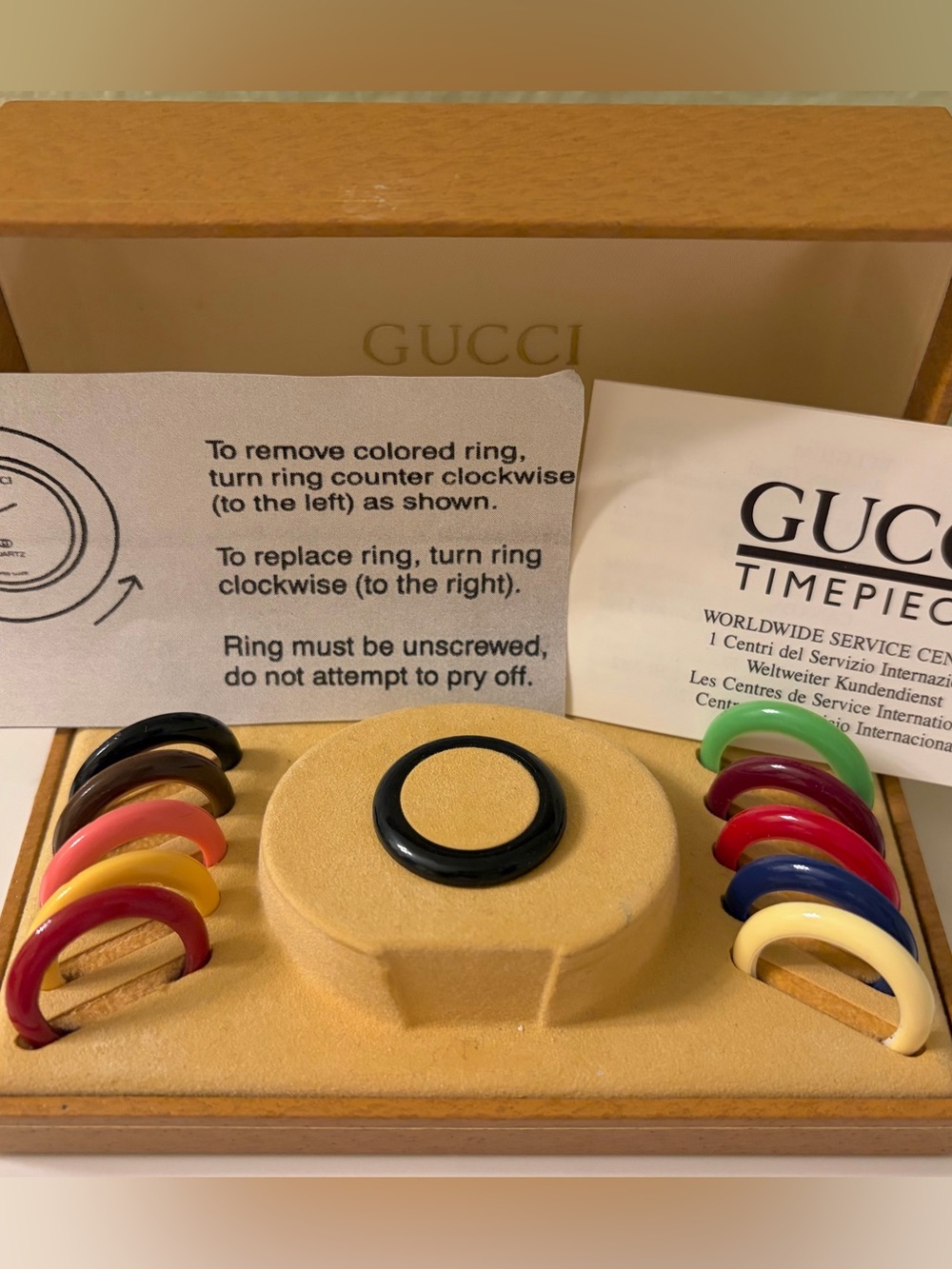 Gucci Interchangeable Bezels Set (11) With Box, and Some Paperwork~~No Watch